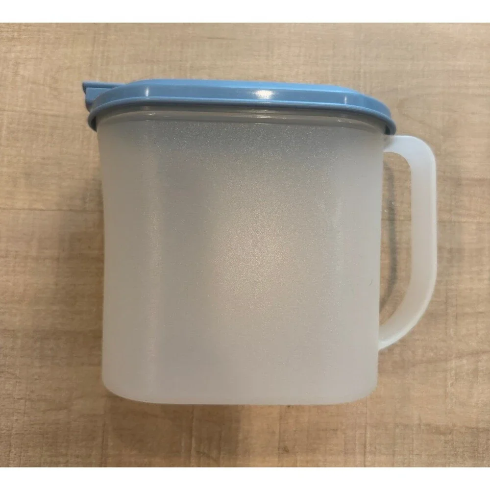 Vintage Tupperware Slim Line Pitcher Blue Flip Top Lid